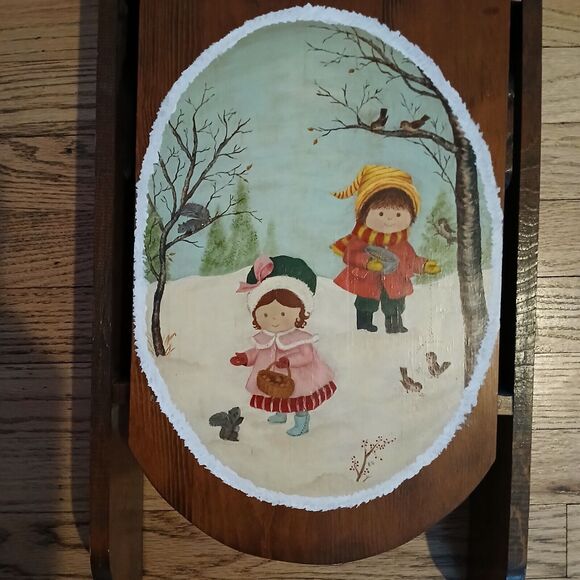 Vintage 24" Wooden Sleigh Sled Wall Hanging Holiday Christmas Decor Hand Painted - Picture 5 of 14